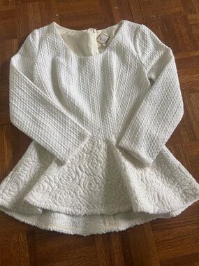 Luba by Hannah Wayne Women's White Textured Peplum Blouse
